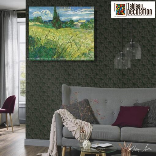 Le Champ de blé vert avec cyprès – Van Gogh Reproduction de Tableaux Célèbres 5