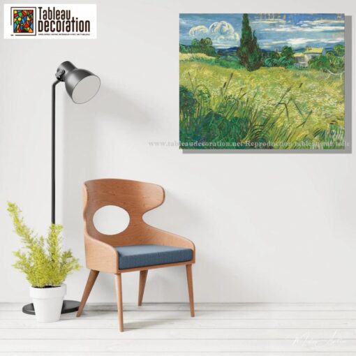 Le Champ de blé vert avec cyprès – Van Gogh Reproduction de Tableaux Célèbres 6