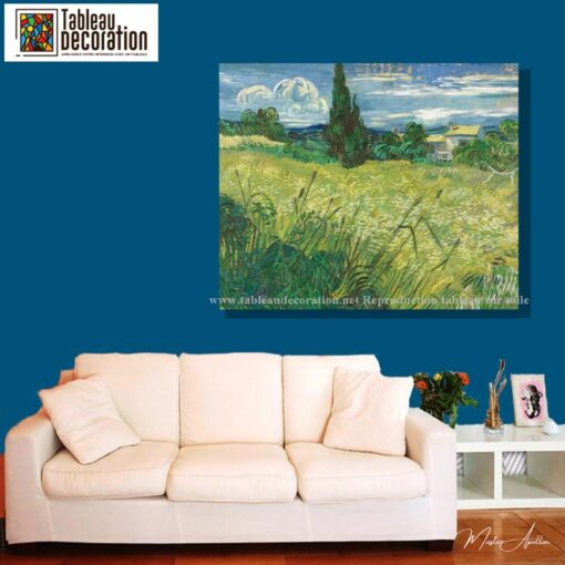 Le Champ de blé vert avec cyprès – Van Gogh Reproduction de Tableaux Célèbres 3