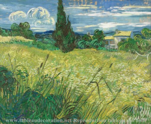 Le Champ de blé vert avec cyprès – Van Gogh Reproduction de Tableaux Célèbres