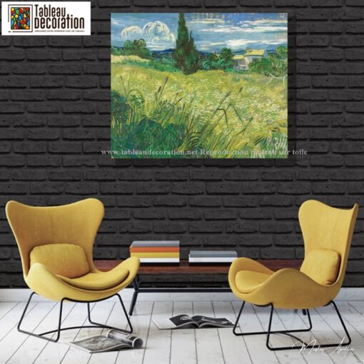 Le Champ de blé vert avec cyprès – Van Gogh Reproduction de Tableaux Célèbres 7