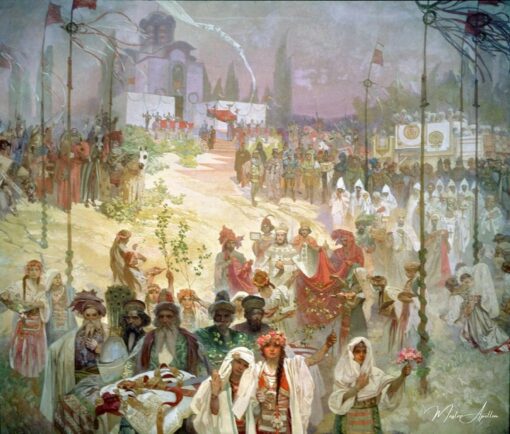 Le couronnement du tsar serbe Stefan Dusan comme empereur romain d’Orient – Mucha Alphonse Mucha