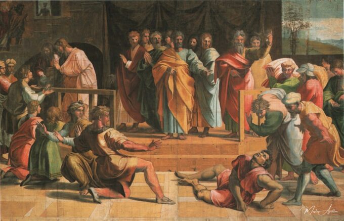 Le décès d’Ananias – Raphaël (peintre) Raffaello Sanzio (Raphaël)