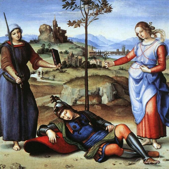 Le Songe du chevalier – Raphaël (peintre) Raffaello Sanzio (Raphaël)