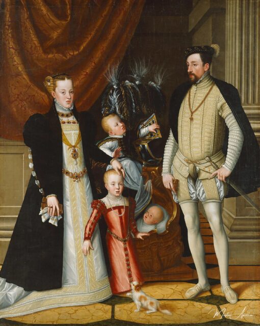 L’empereur romain maximilien ii. d’autriche et son épouse l’infante maria d’espagne avec leurs enfants – Arcimboldo Giuseppe Arcimboldo