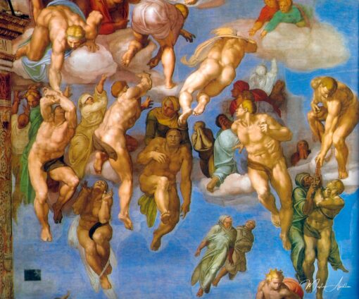 Les justes montés au ciel, détail du  »Jugement dernier », dans la chapelle Sixtine, C.1508 – Michel-Ange Michel-Ange