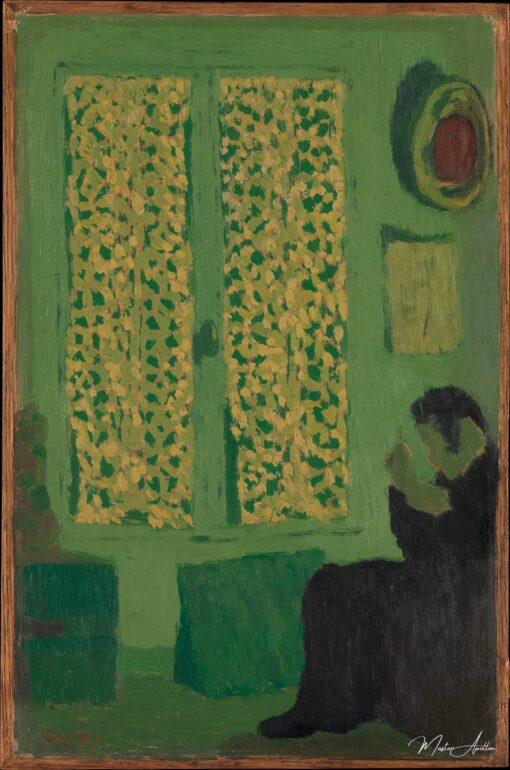 L’intérieur vert (personnage assis près d’une fenêtre à rideau) – Édouard Vuillard Édouard Vuillard
