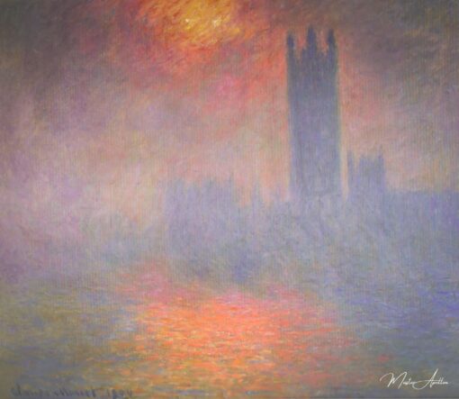 Londres, le Parlement. Trouée de soleil dans le brouillard (W 1610) – Claude Monet Claude Monet