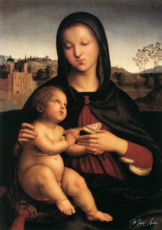 Madone et enfant avec livre – Raphaël (peintre) Raffaello Sanzio (Raphaël)
