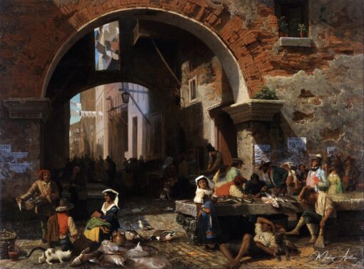 Marché aux poissons romain. Arc d’Octavius – Albert Bierstadt Albert Bierstadt