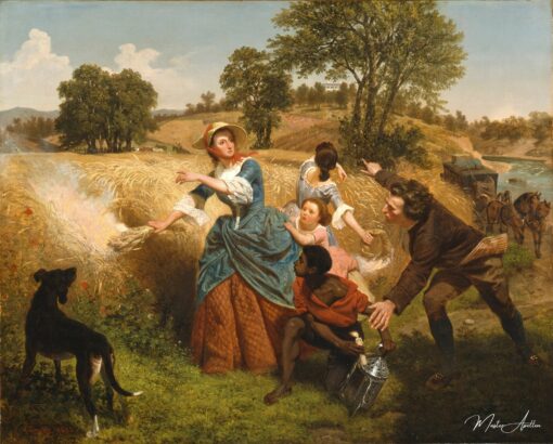 Mme Schuyler brûle ses champs de blé à l’approche des Britanniques – Emanuel Leutze Emanuel Leutze