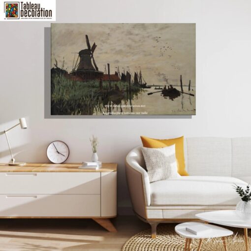 Moulin à vent et bateau à Zaandam – Tableau Monet Claude Monet 4