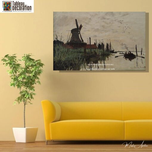 Moulin à vent et bateau à Zaandam – Tableau Monet Claude Monet 7