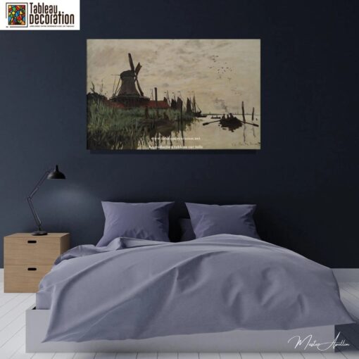 Moulin à vent et bateau à Zaandam – Tableau Monet Claude Monet 3