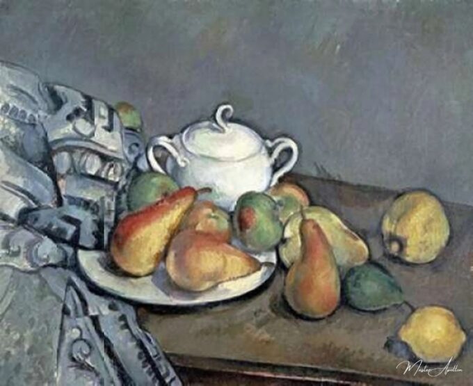 Nature morte avec sucrier, poires et nappe – Paul Cézanne Paul Cézanne 2