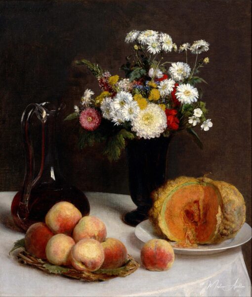 Nature morte avec une carafe, des fleurs et des fruits – Henri Fantin-Latour Henri Fantin-Latour