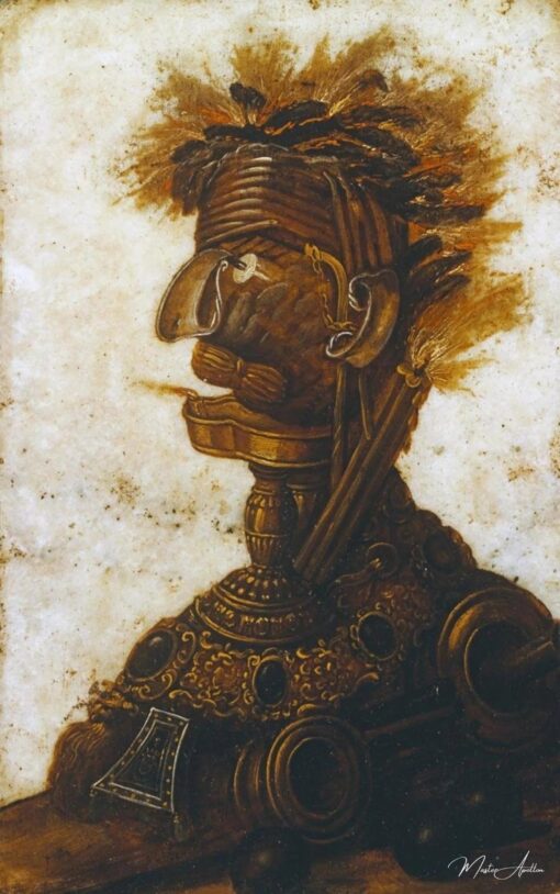 OeuvreTêtes anthropomorphes représentant l’un des quatre éléments – le feu – Arcimboldo Giuseppe Arcimboldo