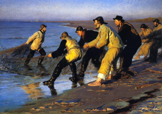 Pêcheurs tirant le filet sur la plage nord de Skagen – Peder Severin Kroyer Peder Severin Krøyer 2