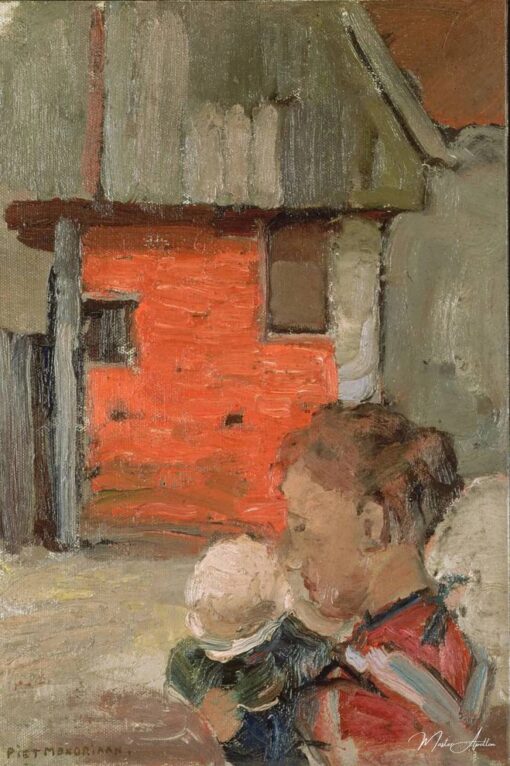 Pignons arrière de bâtiments agricoles avec figures – Mondrian Piet Mondrian