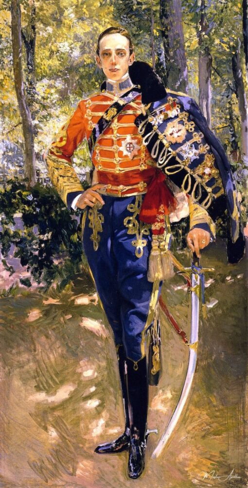 Portrait d’Alfonso XIII portant l’uniforme de hussards – Sorolla Joaquín Sorolla