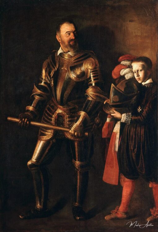 Portrait d’Alof de Wignacourt, Grand Maître de l’Ordre de Malte de 1601-22 (1547-1622), avec hi – Caravage Le Caravage