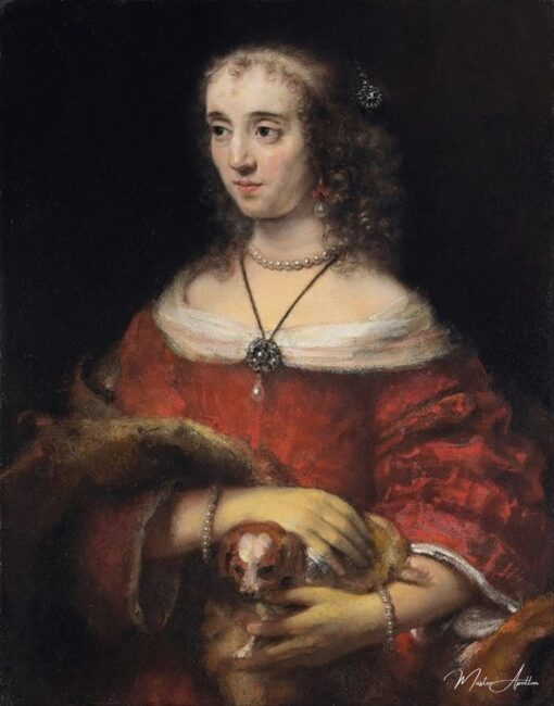 Portrait d’une dame avec un chien de salon – Rembrandt van Rijn Rembrandt van Rijn