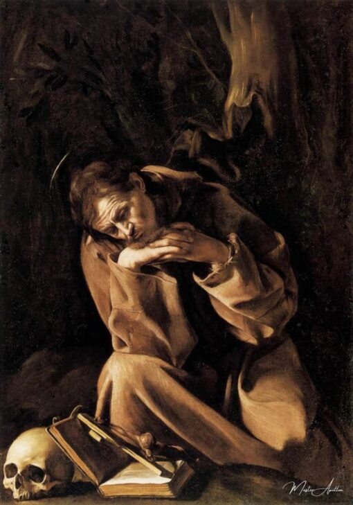 Saint François en méditation sur le crucifix – Caravage Le Caravage