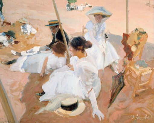 Sous l’auvent, sur la plage de Zarauz – Sorolla Joaquín Sorolla