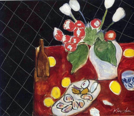 Tulipes et huîtres sur fond noir – Matisse Henri Matisse