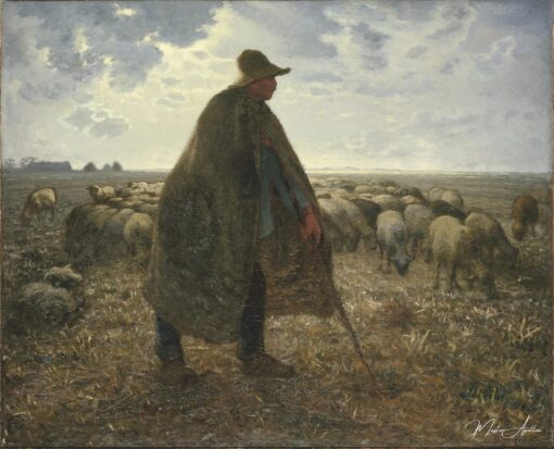 Un berger gardant son troupeau – Jean-François Millet Jean-François Millet