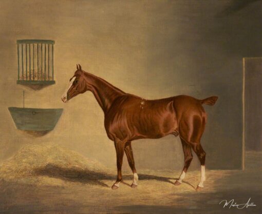 Un cheval alezan dans une écurie – John Frederick Herring Snr John Frederick Herring Sr