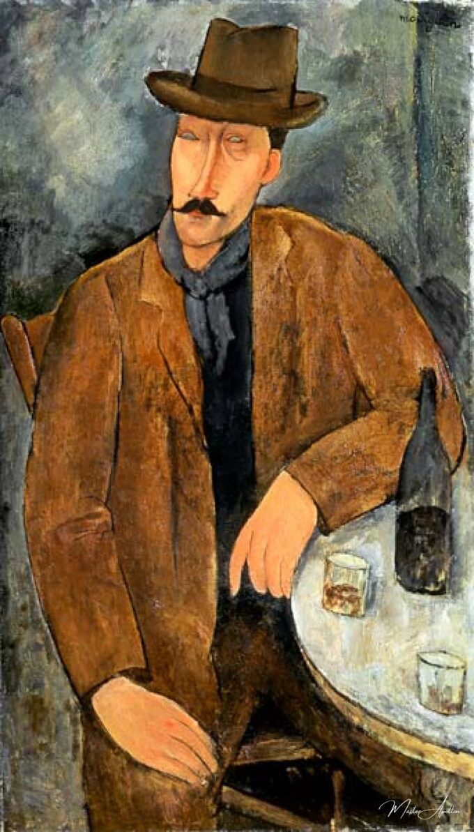 Un homme assis appuyé sur une table – Amedeo Modigliani Amedeo Modigliani 2