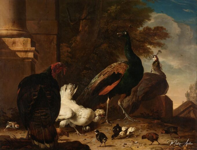 Une poule avec des paons et une dinde, vers 1680 – Melchior d’Hondecoeter Melchior d'Hondecoeter 2