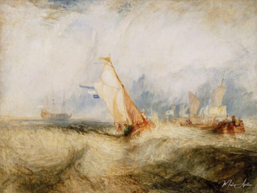 Van Tromp en train de faire plaisir à ses maîtres les navires en mer en train de se mouiller – William Turner William Turner