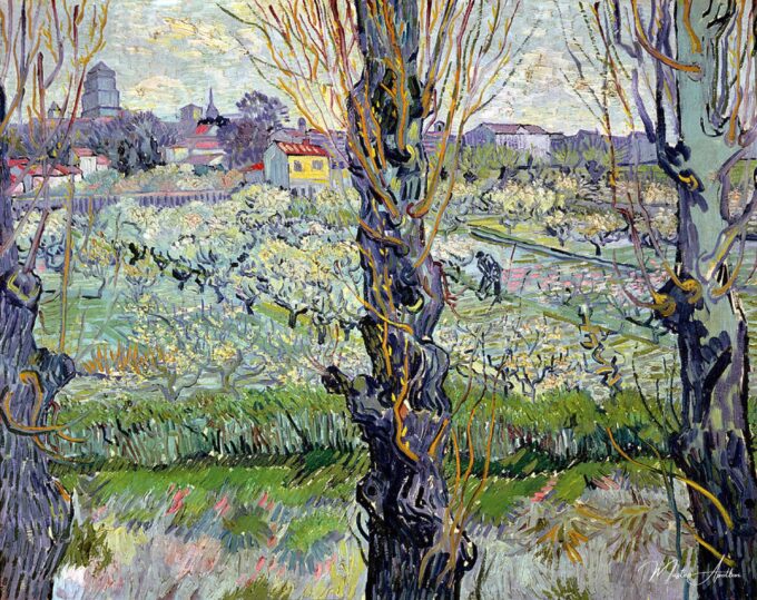 Verger en fleur avec vue d’Arles – Van Gogh Vincent Van Gogh 2