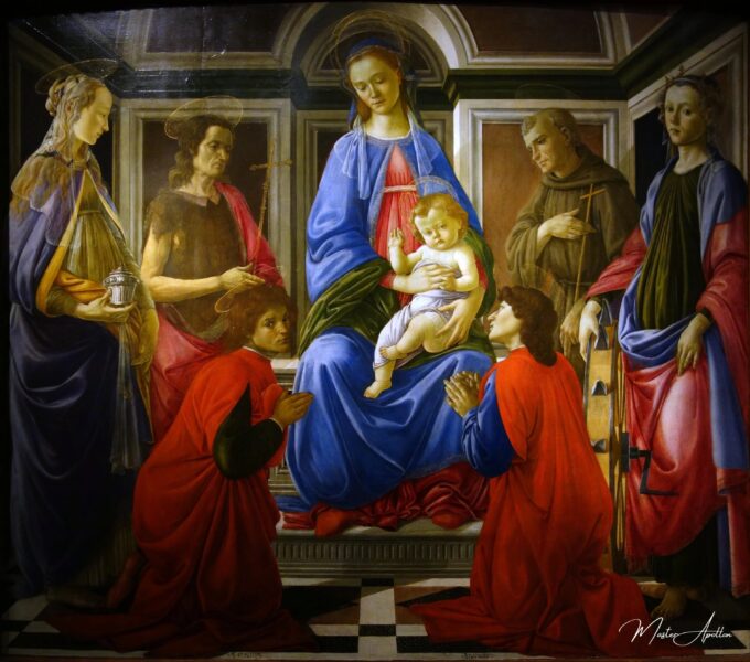 Vierge à l’Enfant avec les SS. Marie-Madeleine, Jean-Baptiste, Cosme, Damien, François et Catherine, vers 1470-72 – Sandro Botticelli Sandro Botticelli 2