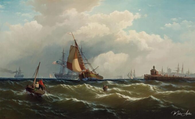 Vue de Paulus Hook (Hook), New Jersey, depuis le port de New York – Edward Moran Edward Moran 2