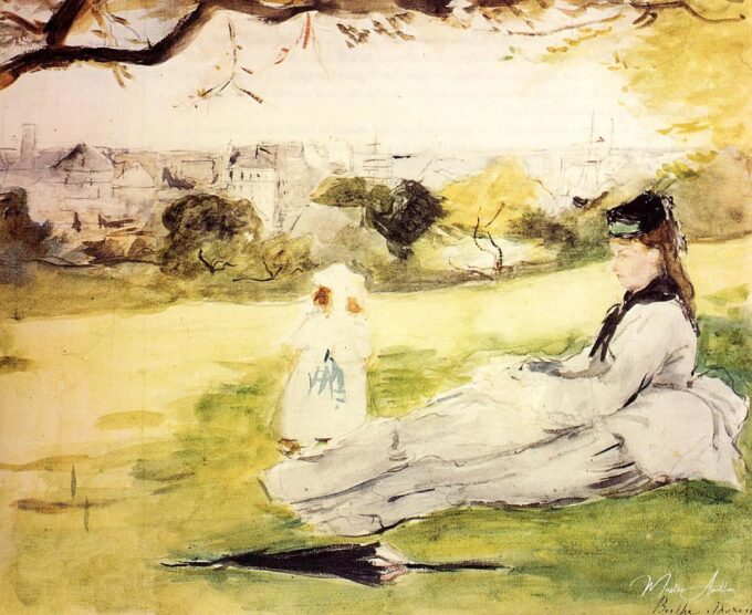 Woman and Child Seated in a Meadow – Berthe Morisot Berthe Morisot 2